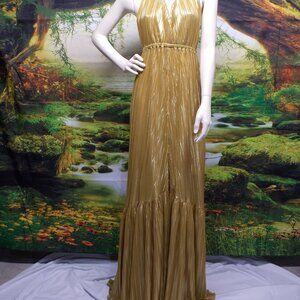 CHIO Di Stefania D Metallic Gold Maxi Dress